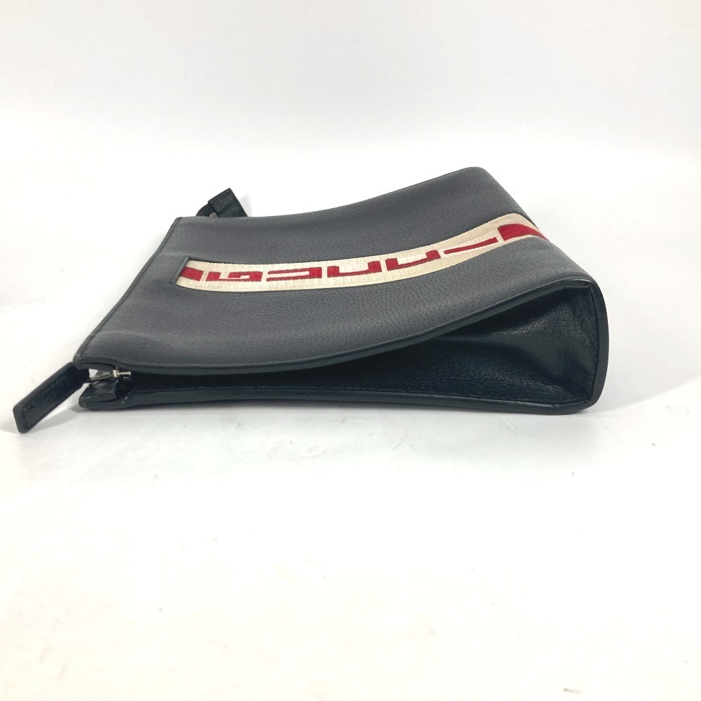 GUCCI Clutch Bag Web Stripe Logo Shoulder Clutch Leather Black - Picture 4 of 15